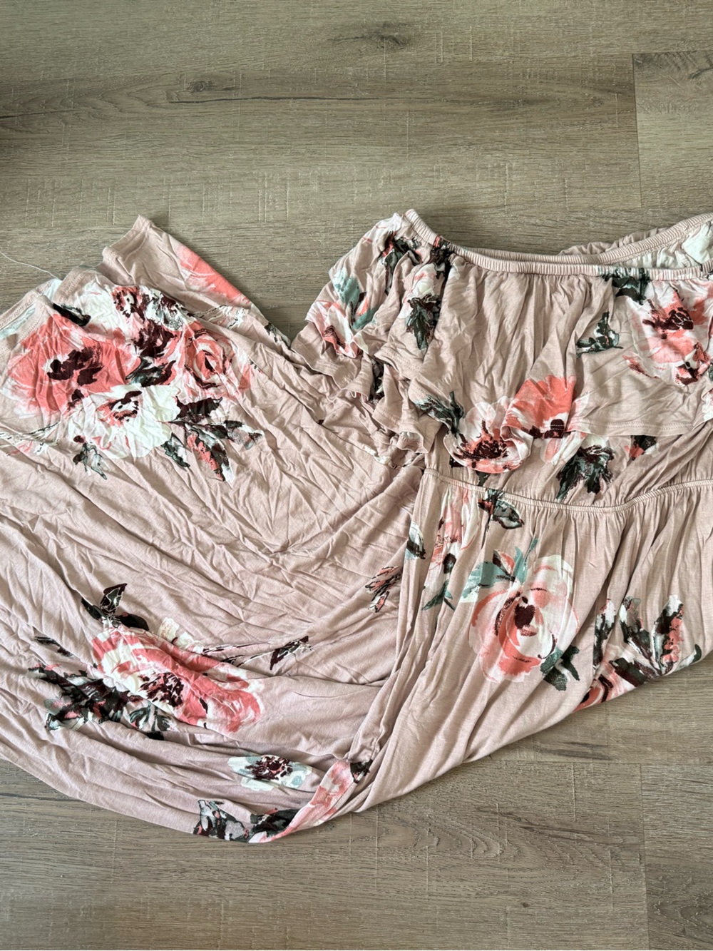 Blush Pink Off the Shoulder Floral Maxi Dress